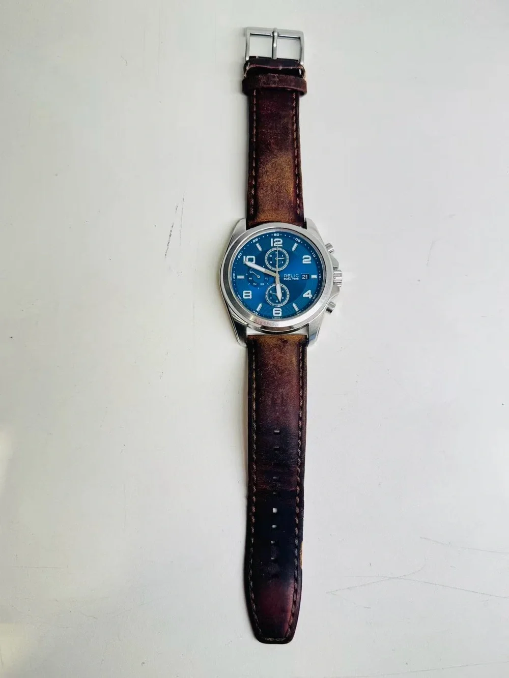 Relic By Fossil Men’s Watch Dual Time Date Chronograph 43mm New Battery Runs
